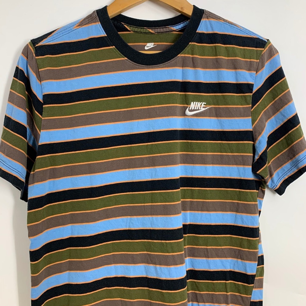 Nike Men's Striped TShirt Casual Short Sleeve Crew Neck‎ Cotton Tee - Picture 3 of 12